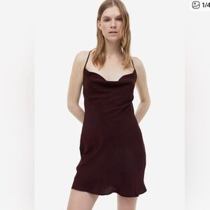 H&M Deep Red Satin Mini Dress